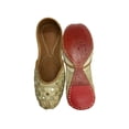 thumbnail image 5 of Women Cream Gold Designer Juti Punjabi Jutti Ethnic Mojari Handmade Sandals US 10/ EURO 42, 5 of 5