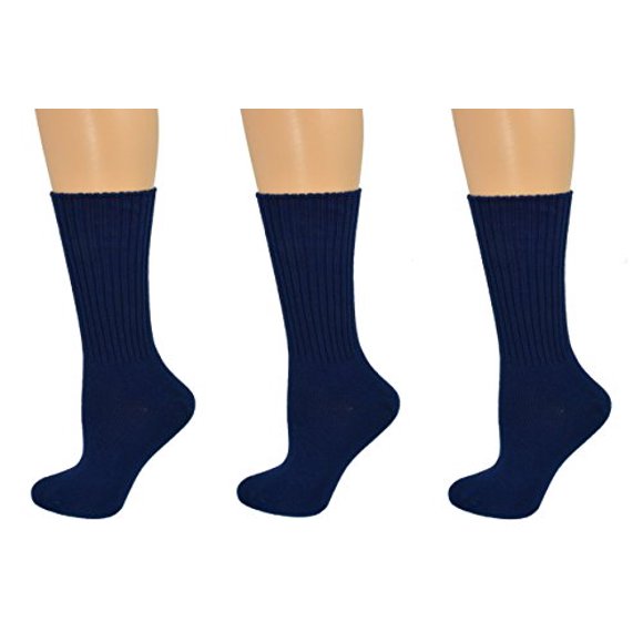Sierra Socks Boys & Girls Organic Cotton Midweight Outdoor School Uniform Athletic Crew Socks ( Shoe Size 9-1, Navy, S)