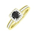thumbnail image 2 of Yellow Gold with Natural Black Diamond and White Diamond Halo Ring, 2 of 4