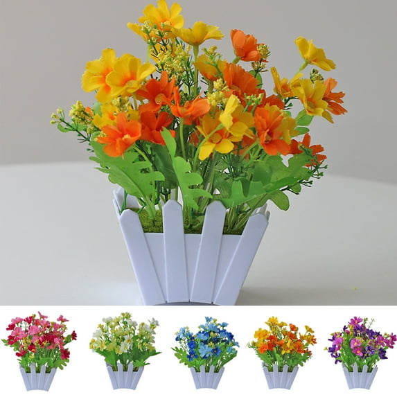 Cheers US Artificial Flowers Potted European Style Design Silk Daisy Arrangements Bonsai House Office Restaurant Table Centerpieces Windowsill Decor Daisy
