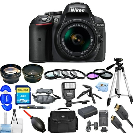 Nikon D5300 DSLR Camera with AF-P 18-55mm Lens (Black)!! PRO BUNDLE BRAND (Best Off Brand Lenses For Nikon)
