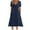 Navy, variant on qucoqpe Womens Summer Hollow Out T-shirt Dress V Neck Tie Short Sleeve Pleated Flowy A Line Midi Dress Casual Loose Beach Sun Dress with Pockets