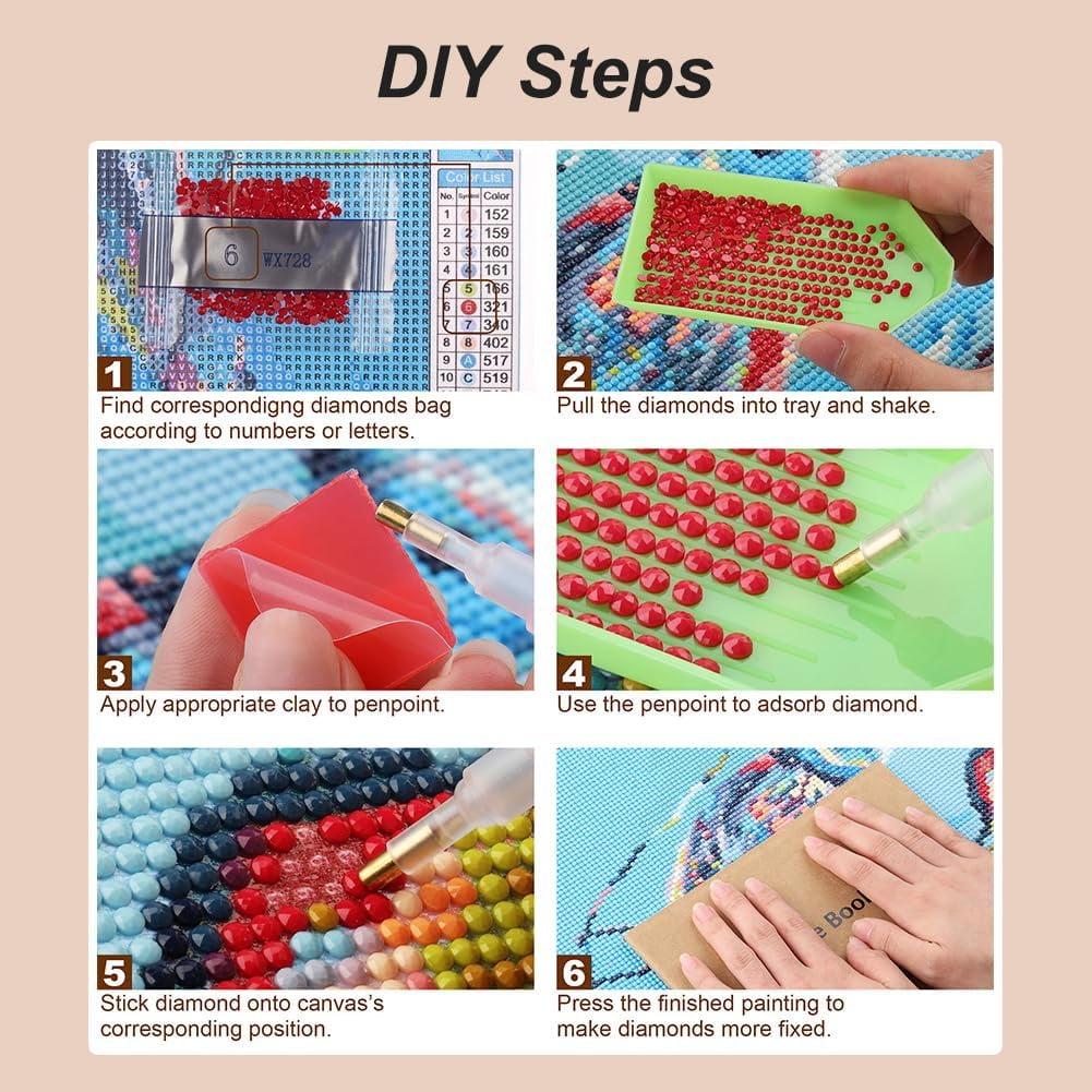 Book Diamond Art Painting Kits for Adults, Flower Diamond Art Kits for Beginners, 5D DIY Round Full Drill Diamond Dots Gem Art Craft for Home Decor Gift 12x12inch