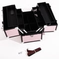 thumbnail image 1 of SalonMore 14" Professional Aluminum Makeup Train Case Travel Cosmetic Pink, 1 of 8