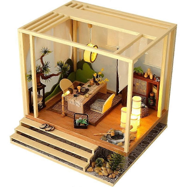 DIY Dollhouse Kit Toy Handmade with LED Light Miniature Doll House for Gift
