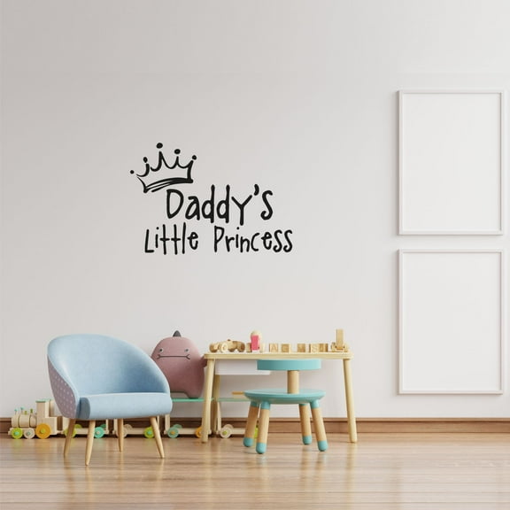 Crown Daddy's Little Princess Tiara Playroom Play House Playmates Nursery Quotes Saying Wall Art Sticker Designs Vinyl Stickers For Home House Walls Rooms Window Bedroom Decoration Size (6x10 inch)
