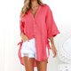 thumbnail image 2 of Vestido camisero largo holgado con botones para mujer - Tops casuales de algodón, cuello en V y manga larga, poliéster, ropa de verano/otoño, 2 of 6