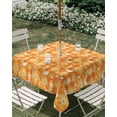 thumbnail image 3 of Square Outdoor Tablecloth with Umbrella Hole Spring Floral Outside Table Cloth Waterproof Patio Table Cover Orange Country Retro Botanical Pastoral Zipper Tablecloths for Picnic Camping 60x60 Inch, 3 of 8