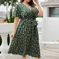 thumbnail image 4 of DJskiyers Summer Midi Dresses For Women Floral Plus Size Dresses V Neck Sundress Fashion Empire Waist Dress Short Sleeve Boho Dress, 4 of 8