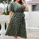 thumbnail image 5 of Vestidos de Verano de Mujer Oversize Casual de Manga Corta V Cuello Impreso, Suelto Ajuste para Diario, Fechas, Trabajo Y Primavera, 5 of 8