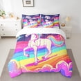 thumbnail image 2 of YST 7pcs Cartoon Unicorn Comforter Set Bed in a Bag, Twin Size, 3D Rainbow Fantasy, 2 of 5