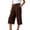 Brown, variant on Yoga Capris Flare New Women’s Capri Pants with Pockets High Waisted Pleated Wide Leg Dressy Capris Summer Business Casual Work Crop Pants Navy M