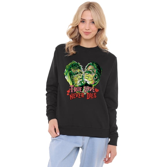 Beetlejuice Valentine True Love Never Dies Women's Crew Sweatshirt, Black, Large