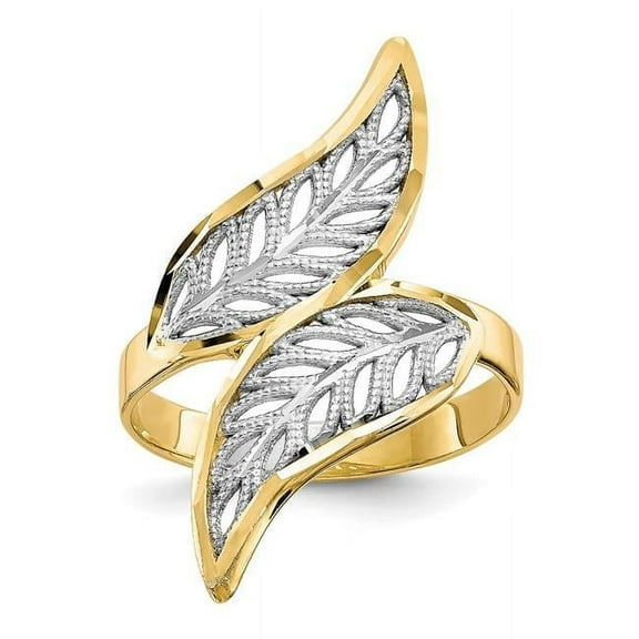 Primal Gold 10 Karat Yellow Gold with White Rhodium-plated Diamond-cut Filigree Ring