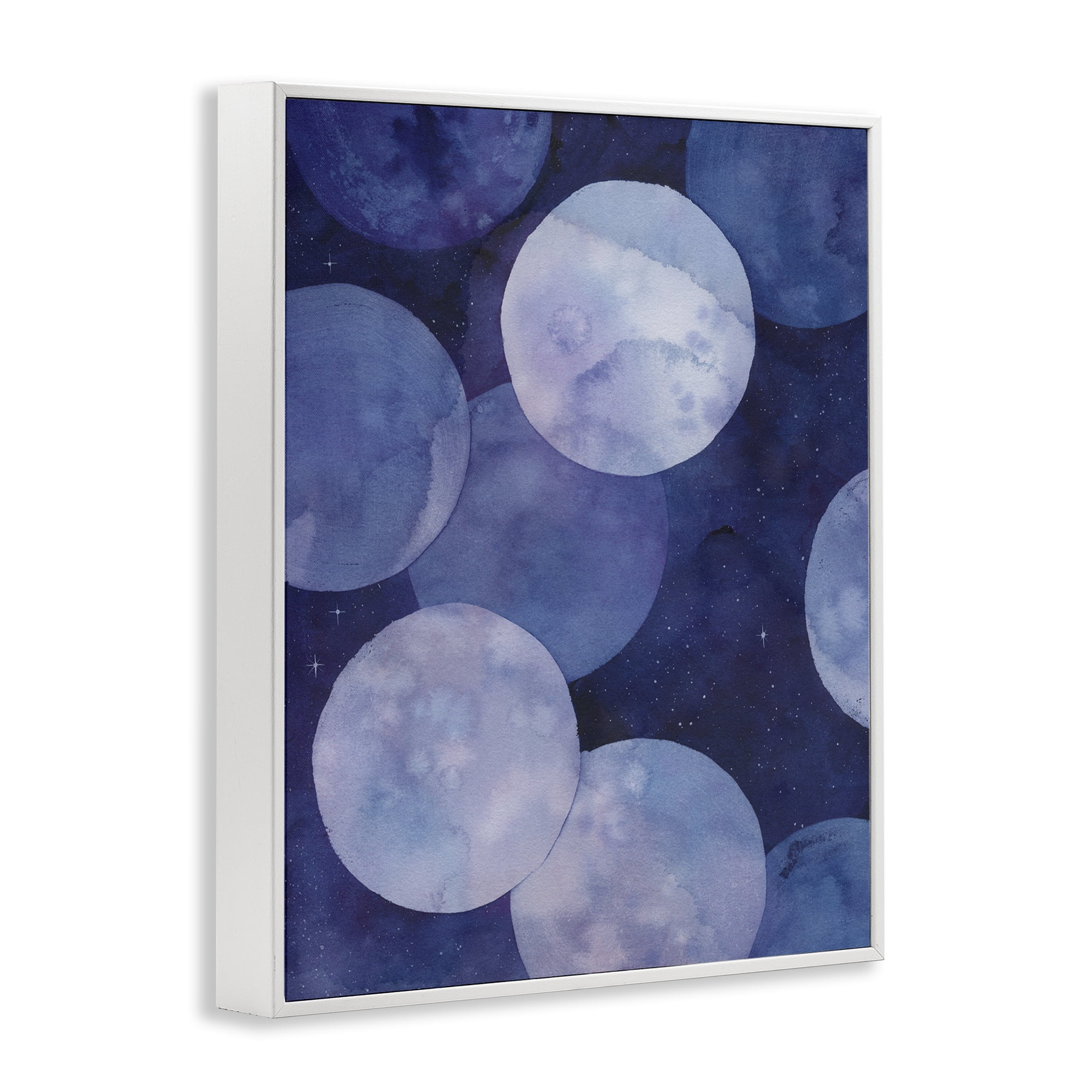 Stupell Industries Layered Circles in Space Abstract Painting White Framed Art Print Wall Art, 24 x 30