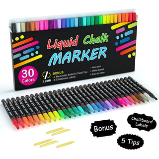 Vaci Markers- Pack of 8 Chalk Markers, Chalkboard Tape, 16 Labels, &  Stencils