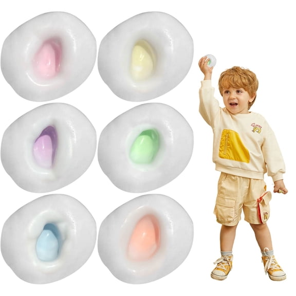 6PCS Shapeable Squishy Stress Balls, Soft Glutinous Sand Fidget Toys, Anxiety Relief Sensory Balls for Adults & Kids, Portable Fun Blind-Box Surprise
