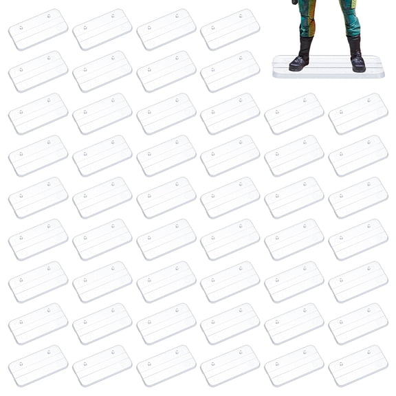 50Pcs Action Figure Support Stand with 2 Peg 1.28x2.58Inch Figures Display Stands Holder Bases Acrylic Action Figure Stand Bases Compatible
