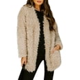thumbnail image 1 of B91xZ Veste en Polaire Douce pour Femmes Col Rabattu Hauts Chaud d'Hiver Veste Chandail, Kaki G, 1 of 5