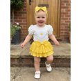 thumbnail image 5 of BemeyourBBs Newborn Baby Girl Litter Sister Outfits Infant Baby Girl Summer Clothes Letter Flower Watermelon Embroidery Short Sleeve Romper Elastic Waist Ruffles Skorts Skirt Headband Set, 5 of 9