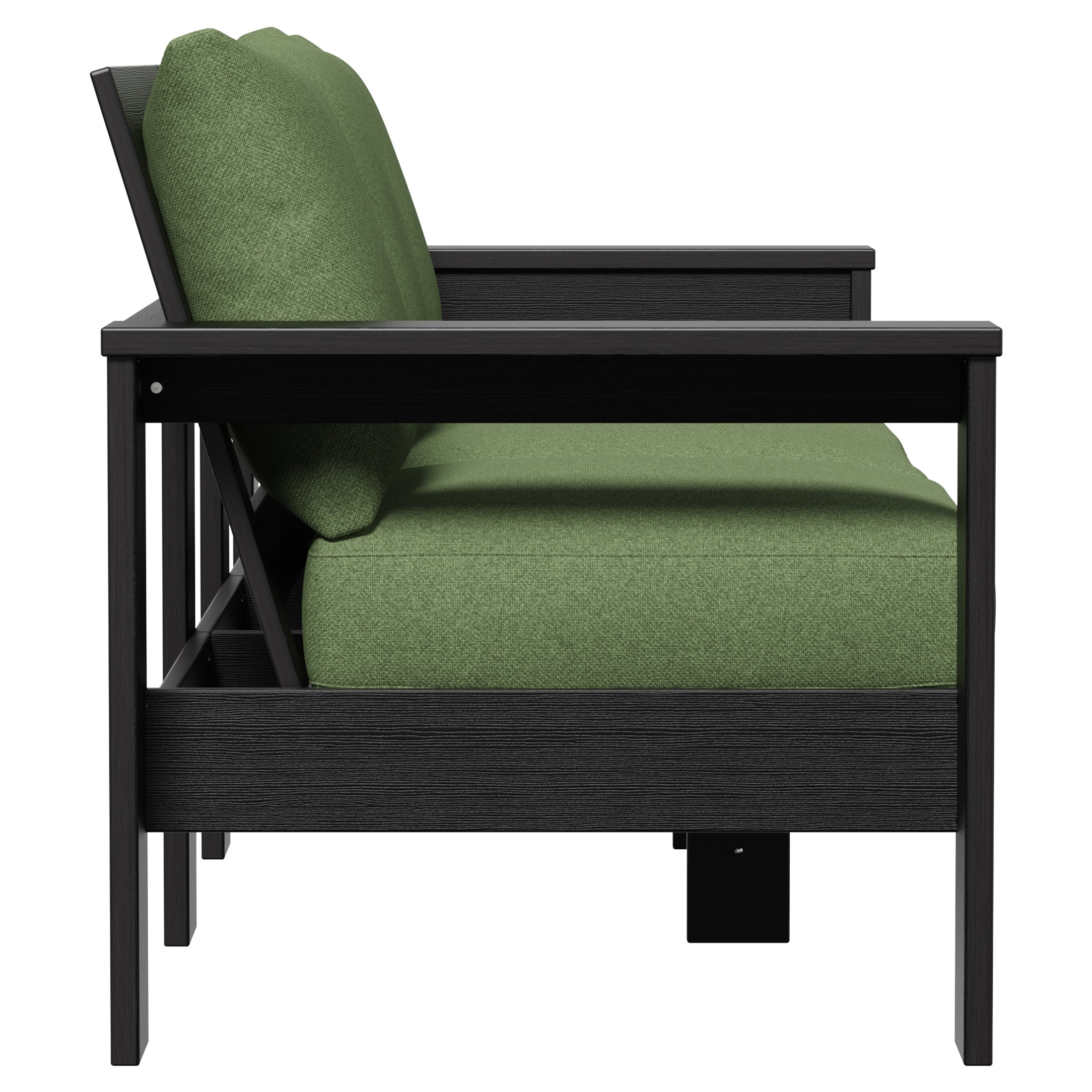 Better Homes & Gardens Ezra Outdoor HDPE Sofa, Black with Green Cushions
