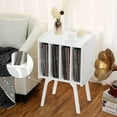 thumbnail image 6 of Wubio Record Player Stand with Storage Holds Up to 80 Albums, Turntable Stand with Beech Wood Legs, Mid-Century Record Player Table,White Vinyl Holder Display Shelf for Bedroom Living Room, 6 of 14