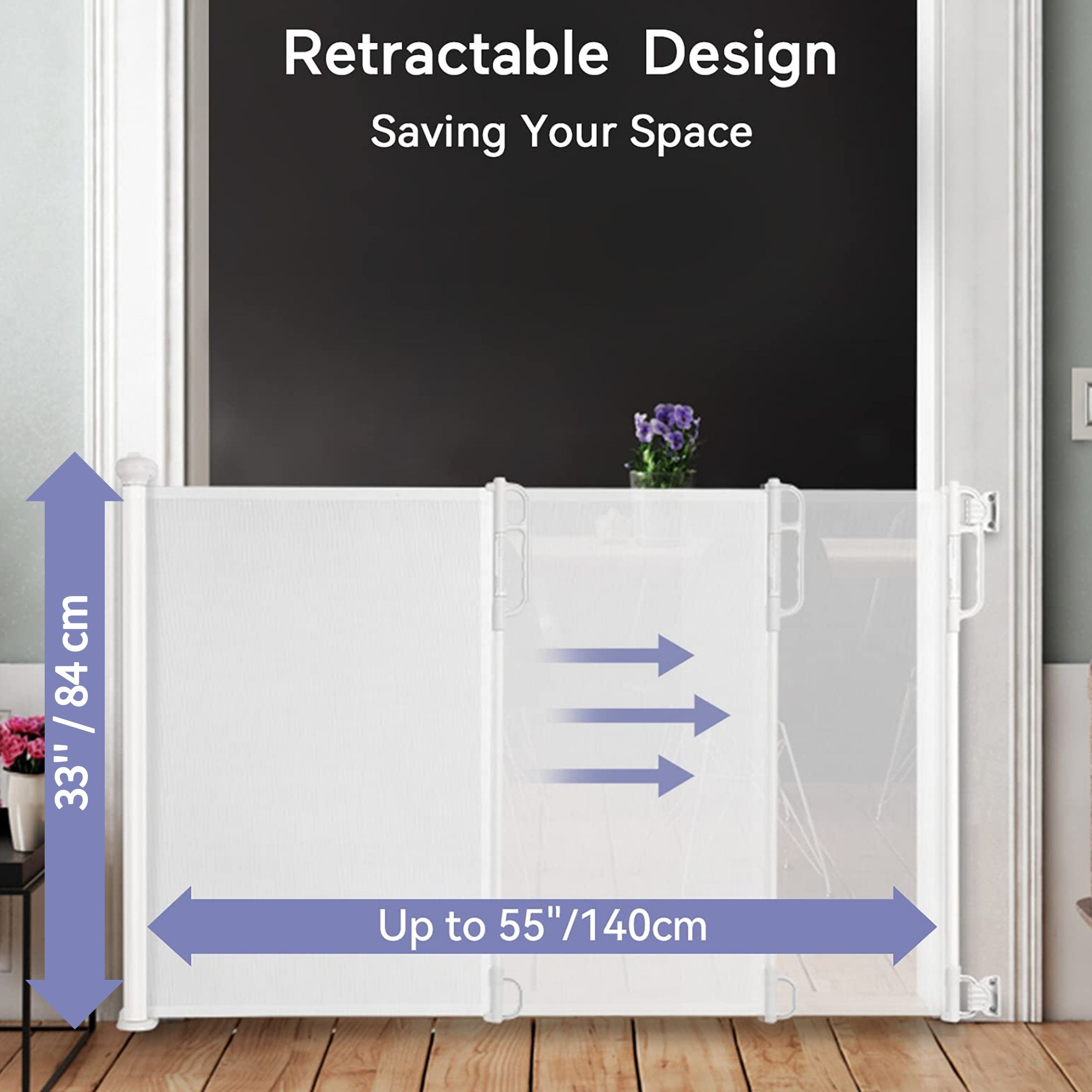 Momcozy Retractable Extra Wide Safety Gate, White photo 6