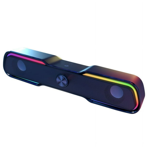 Gaming Sound Bar, Cool Lighting Effects with Ambient Gradients, Metal Mesh Design for Heat Dissipation and Surge Stereo Sound, for Desktop Computers and Gaming Setup