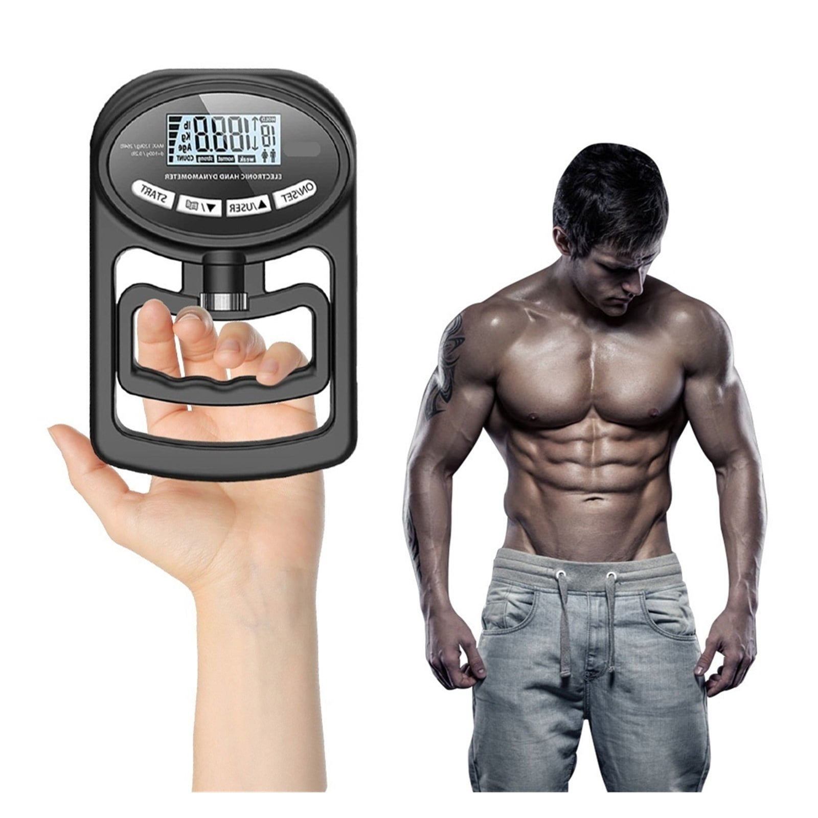 Grip Strength Tester 265Lbs/120Kg Grip Strength Ergonomic Hand Grip Training Gauge LED Display ,Ergonomic Design