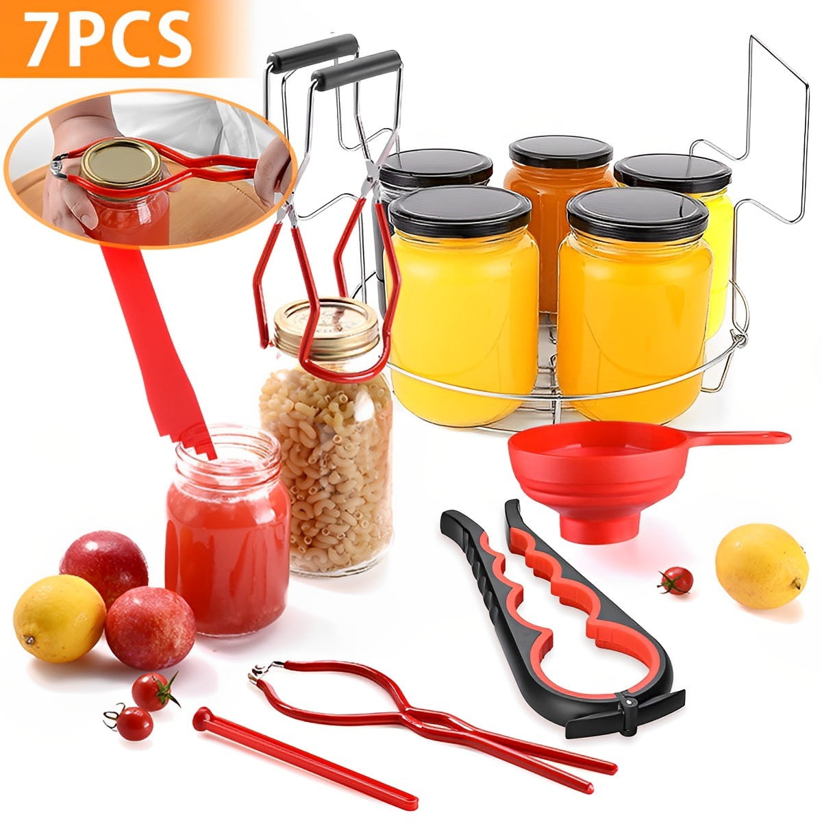 Evjurcn 7Pcs 7 In 1 Canning Kit Canning Supplies Kit with Can Holder
