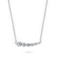 thumbnail image 2 of BERRICLE Sterling Silver Bubble Cubic Zirconia CZ Graduated Fashion Pendant Necklace for Women 16 inch, Rhodium Plated, 2 of 6