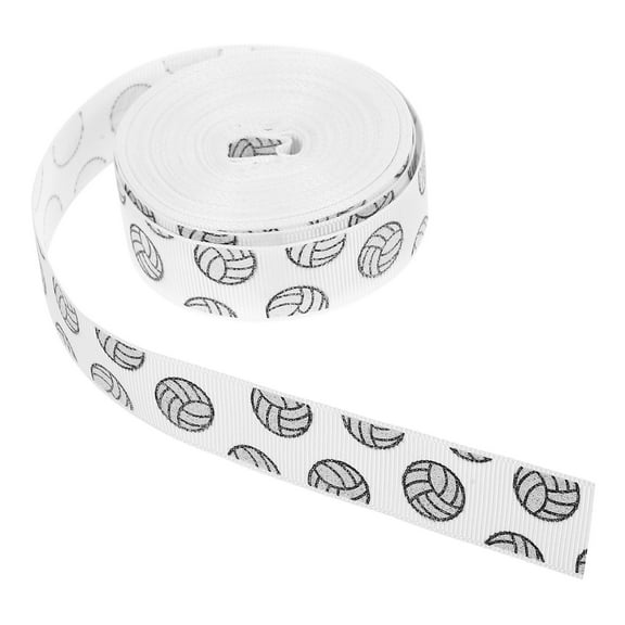 SEWCHICS White Glitter Volleyball Ribbon for Sports Decor, Polyester Ribbon for Wrapping and Crafting