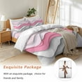 thumbnail image 7 of Pink Gray Waves Bedding Duvet Cover Set Queen Size 4 Pieces Abstract Water Ripple Modern Gradient Bedding Set with Zipper Closure, 1 Comforter Cover 90x92 Inches 1 Flat Sheet & 2 Pillow Cases, 7 of 7