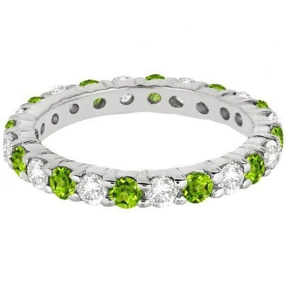 Stackable Eternity Diamond Peridot Ring Wedding Band 925 Sterling Silver Gemstone Jewelry For Women Gift