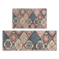 Multicolor Ethnic Mandala Pattern Kitchen Rugs Sets Of 2,Anti Fatigue Kitchen Mat Rugs Non Slip Washable,Decorative Kitchen Floor Mats for Kitchen,Sink,Laundry,17"x30" 17"x47"
