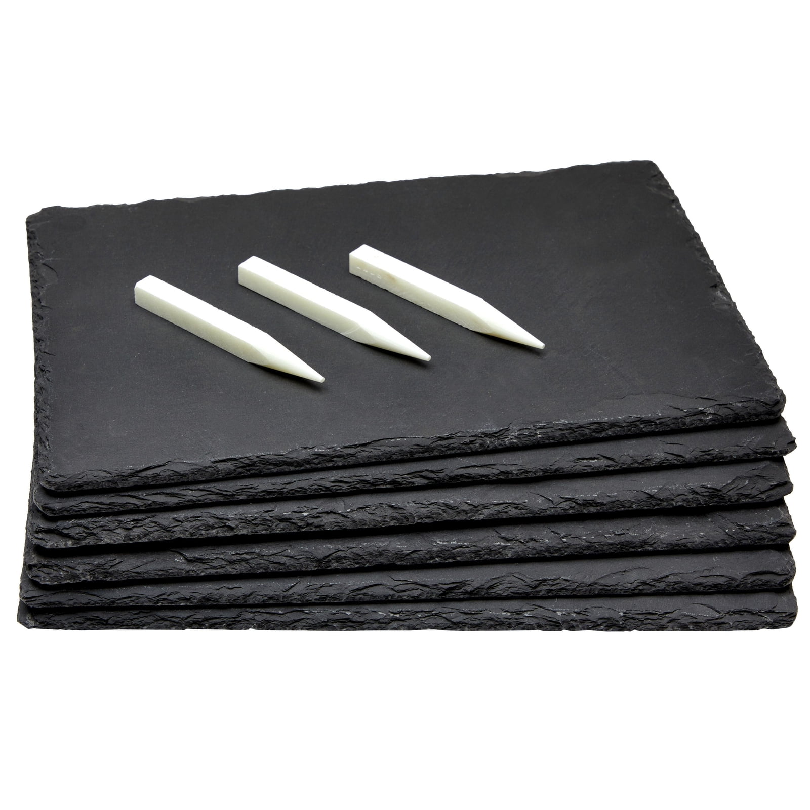 ,4pc Natural Stone Rock Black Cutting Board 30x20cm Luxury Large Slate Plates 12x8 In Cheese Board,Charcuterie Boards for Cheese,Sushi mat,Pastry,bread,Snack board and Meat Set 