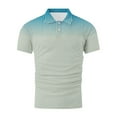 thumbnail image 5 of VgaVtl Polo Shirts Men Short Sleeve Big and Tall Summer Mens Collared Shirts Button Gradient Color Blue Workout Shirts, 5 of 5