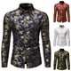 thumbnail image 3 of Button Down Shirt Men Bronzing Fashion Casual Party Long Sleeve Party T Dress Up, 3 of 6