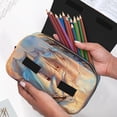 thumbnail image 6 of Goofa Sailing Ship Ocean Sunset Pattern Double Layer Pen Pencil Case, Protective Large Capacity Storage Organizer Pen Pouch, Office College Supplies for Teens Adults, 6 of 7