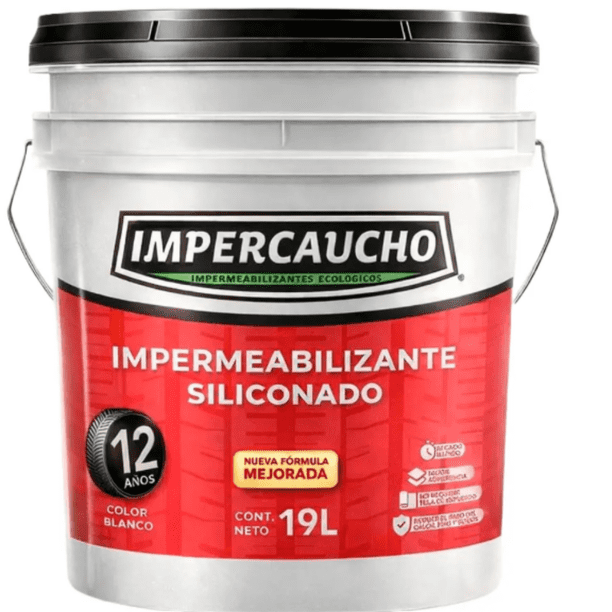 Impermeabilizante Impercaucho Siliconado Y Mejorado 12 Años Blanco 19L