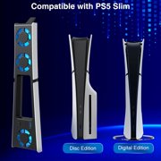 GAEKOL PS5 Slim Cooling Fan Holder, Adjustable Fan Speed Playstation 5 Slim Cosole Accessories Horizontal Cooler System with LED Light and USB Hub.