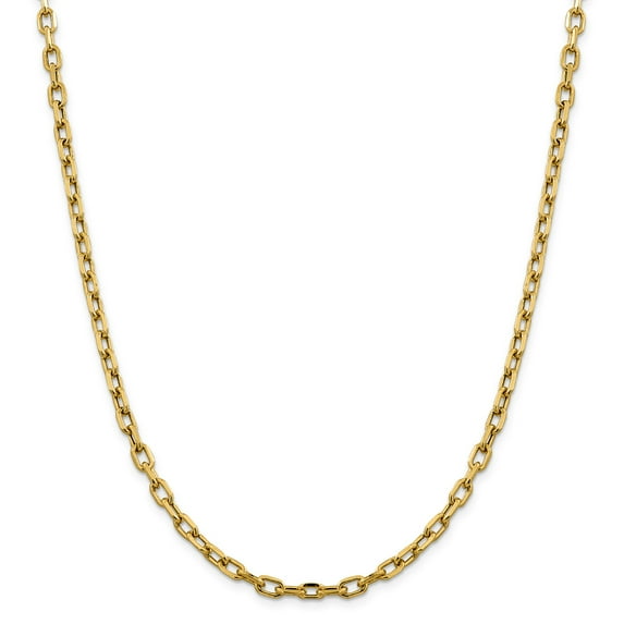 14k Semi-solid D/C 4.9mm Open Link Cable Chain in 14k Yellow Gold