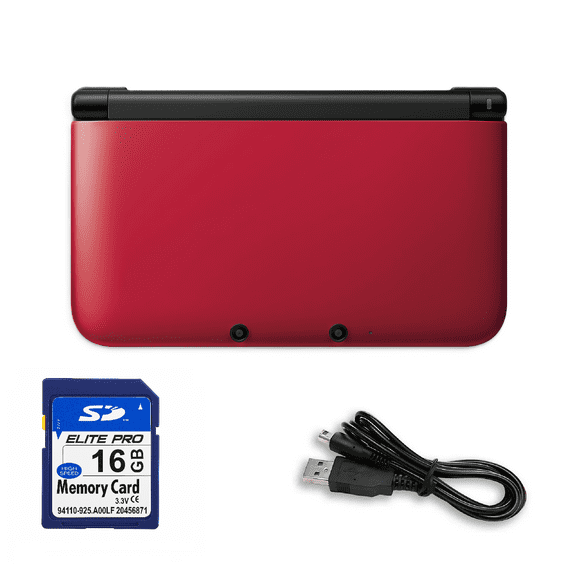 Restored Nintendo 3DS XL/LL Game Console with RetroFam 16GB Card, Red/Black (Refurbished)
