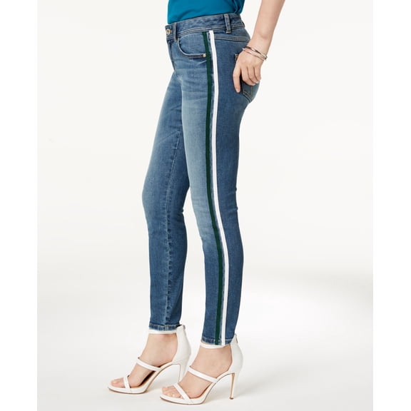 Striped Skinny Jeans Medium Indigo 4