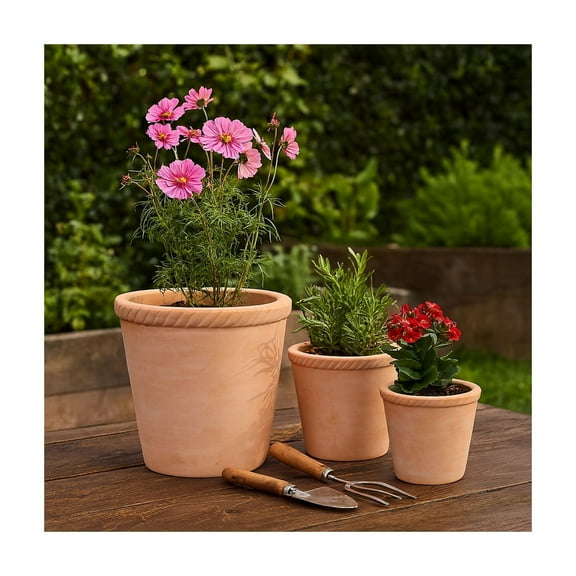 Classic Planters and Flower Pots for Home Decor - Pots for Plants Accent Perfect for Indoor Plants or Outdoor Use - Decorative Plant Pots for Garden and Patio Set of 3 - 13", 10", 8" Red & Orange