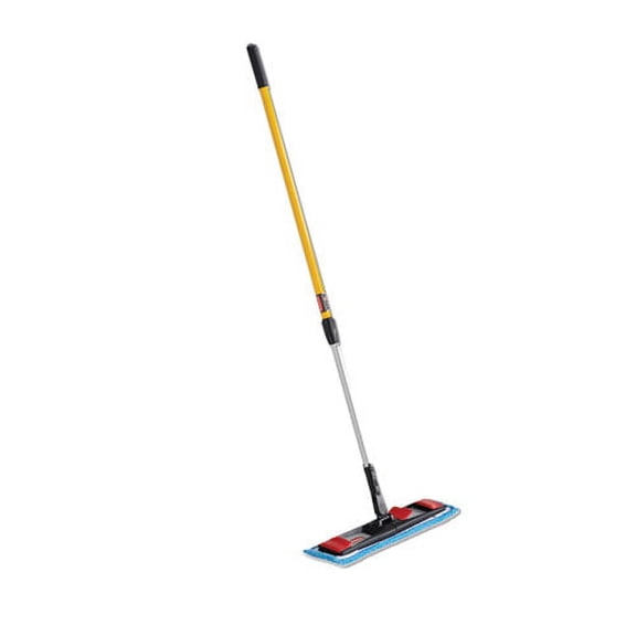 Adaptable Flat Mop Kit, 19.5 X 5.5 Blue Microfiber Head, 48" To 72" Yellow Aluminum Handle | Bundle of 5