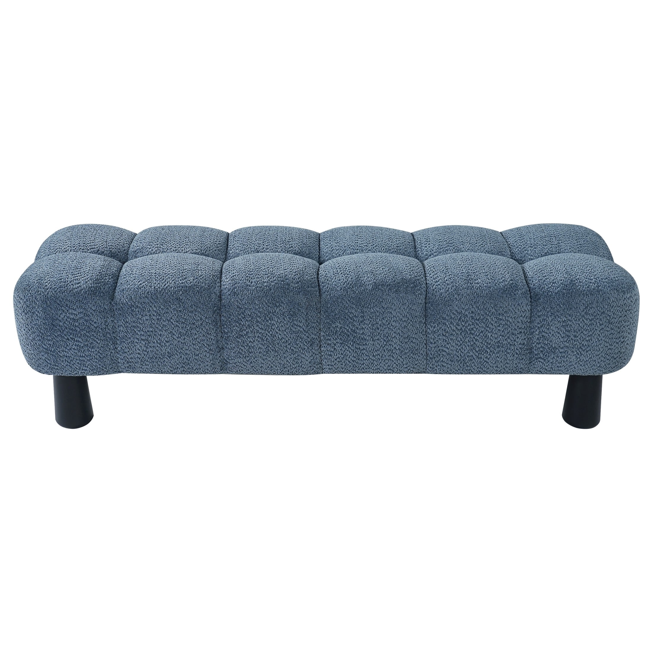 Christopher Knight Home 62.6" Modern Boucle Upholstered Ottoman Bench, Solid Wood Frame, Blue