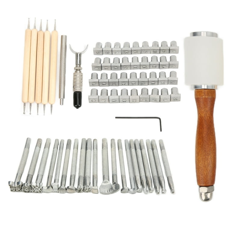52pcs Leather Tool Kit with Punching Stamps Suture Groove Ipomoea Craft  Needles