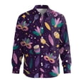 thumbnail image 5 of LNZGNM Mardi Gras Outfits for Men Lapel Mask Printed Button Up Shirt Plus Size Long Sleeve T-Shirts Stylish Carnival Outfits,Dark Purple XL, 5 of 6
