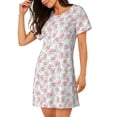 thumbnail image 2 of Fotbe Floral Bata de Dormir para Mujer con Estampado, Camisón de Algodón de Manga Corta, Ropa de Dormir Casual, 2 of 6
